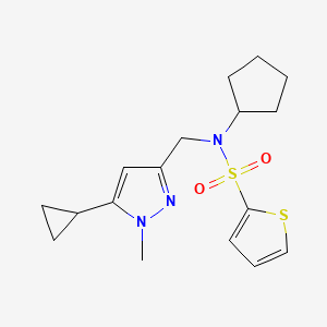 molecular formula C17H23N3O2S2 B2407280 N-环戊基-N-((5-环丙基-1-甲基-1H-吡唑-3-基)甲基)噻吩-2-磺酰胺 CAS No. 1798529-96-0