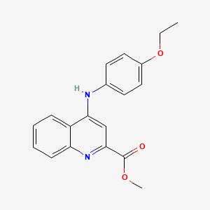 molecular formula C19H18N2O3 B2407283 4-(4-Methoxyphenoxy)-2-{3-[(4-methylpiperidin-1-yl)carbonyl]phenyl}pyrimidine CAS No. 1207013-65-7