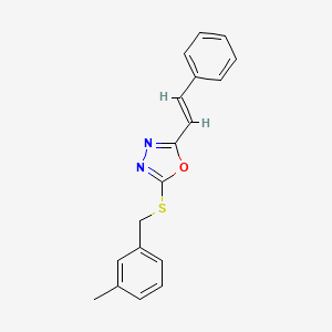 molecular formula C18H16N2OS B2407287 3-methylbenzyl 5-[(E)-2-phenylethenyl]-1,3,4-oxadiazol-2-yl sulfide CAS No. 672950-61-7