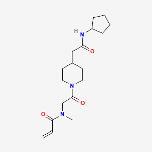 molecular formula C18H29N3O3 B2407290 N-[2-[4-[2-(Cyclopentylamino)-2-oxoethyl]piperidin-1-yl]-2-oxoethyl]-N-methylprop-2-enamide CAS No. 2199860-96-1
