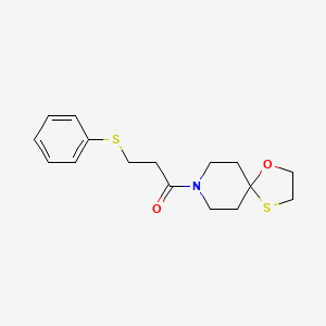 molecular formula C16H21NO2S2 B2407291 3-(苯硫基)-1-(1-氧杂-4-噻-8-氮杂螺[4.5]癸-8-基)丙-1-酮 CAS No. 1351643-73-6