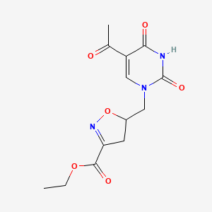 ethyl 5-{[5-acetyl-2,4-dioxo-3,4-dihydro-1(2H)-pyrimidinyl]methyl}-4,5-dihydro-3-isoxazolecarboxylate