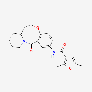 molecular formula C21H24N2O4 B2407297 2,5-ジメチル-N-(6-オキソ-2,3,4,12,13,13a-ヘキサヒドロ-1H-ピリド[2,1-d][1,5]ベンゾオキサゾシン-8-イル)フラン-3-カルボキサミド CAS No. 1226450-40-3