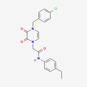 molecular formula C21H20ClN3O3 B2407306 2-[4-[(4-chlorophenyl)methyl]-2,3-dioxopyrazin-1-yl]-N-(4-ethylphenyl)acetamide CAS No. 904525-32-2