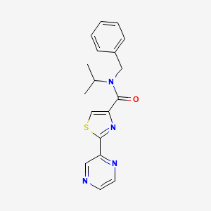 molecular formula C18H18N4OS B2407320 N-benzyl-N-isopropyl-2-(pyrazin-2-yl)thiazole-4-carboxamide CAS No. 1235301-39-9