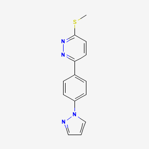 molecular formula C14H12N4S B2407324 3-Methylsulfanyl-6-(4-pyrazol-1-ylphenyl)pyridazine CAS No. 1004184-50-2