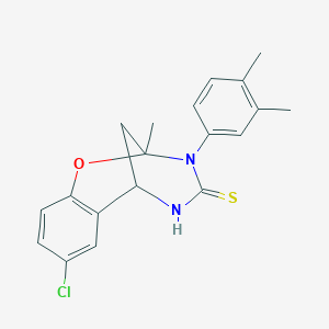 molecular formula C19H19ClN2OS B2407327 8-chloro-3-(3,4-dimethylphenyl)-2-methyl-5,6-dihydro-2H-2,6-methanobenzo[g][1,3,5]oxadiazocine-4(3H)-thione CAS No. 1019149-11-1