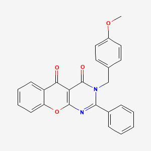 molecular formula C25H18N2O4 B2407330 3-(4-méthoxybenzyl)-2-phényl-3H-chromeno[2,3-d]pyrimidine-4,5-dione CAS No. 899389-03-8