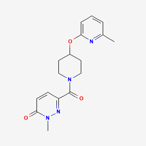 molecular formula C17H20N4O3 B2407331 2-methyl-6-(4-((6-methylpyridin-2-yl)oxy)piperidine-1-carbonyl)pyridazin-3(2H)-one CAS No. 1797756-27-4