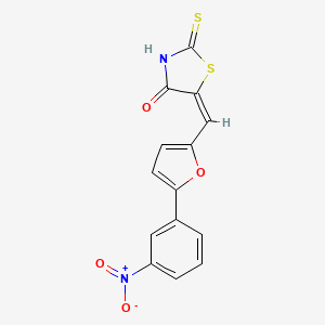 molecular formula C14H8N2O4S2 B2407338 (E)-5-((5-(3-硝基苯基)呋喃-2-基)亚甲基)-2-硫代噻唑烷-4-酮 CAS No. 35274-35-2