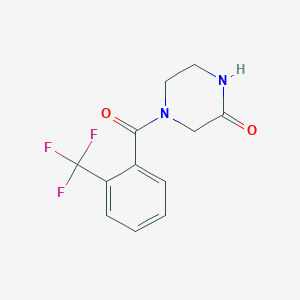 molecular formula C12H11F3N2O2 B2407356 4-[2-(Trifluoromethyl)benzoyl]piperazin-2-one CAS No. 1147288-79-6