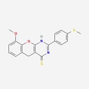 molecular formula C19H16N2O2S2 B2407365 9-Metoxi-2-(4-metilsulfanilfenil)-1,5-dihidrocromeno[2,3-d]pirimidin-4-tiona CAS No. 866807-91-2