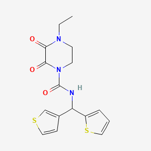 molecular formula C16H17N3O3S2 B2407380 4-ethyl-2,3-dioxo-N-[(thiophen-2-yl)(thiophen-3-yl)methyl]piperazine-1-carboxamide CAS No. 2097866-43-6