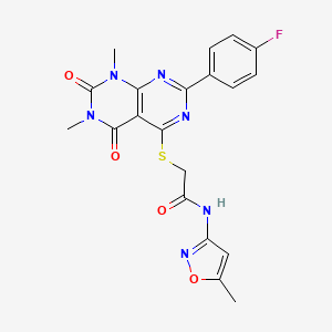 2-[7-(4-fluorophenyl)-1,3-dimethyl-2,4-dioxopyrimido[4,5-d]pyrimidin-5-yl]sulfanyl-N-(5-methyl-1,2-oxazol-3-yl)acetamide