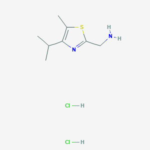 molecular formula C8H16Cl2N2S B2407394 (5-甲基-4-丙烷-2-基-1,3-噻唑-2-基)甲胺；二盐酸盐 CAS No. 2503208-65-7