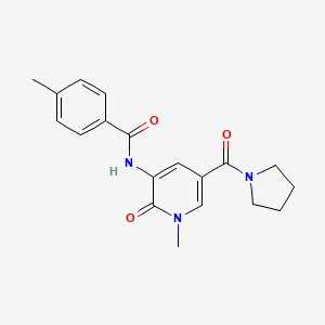 4-methyl-N-(1-methyl-2-oxo-5-(pyrrolidine-1-carbonyl)-1,2-dihydropyridin-3-yl)benzamide