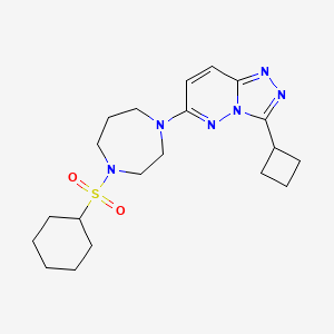 molecular formula C20H30N6O2S B2407406 3-Cyclobutyl-6-(4-cyclohexylsulfonyl-1,4-diazepan-1-yl)-[1,2,4]triazolo[4,3-b]pyridazine CAS No. 2320417-53-4
