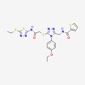 N-[[4-(4-ethoxyphenyl)-5-[2-[(5-ethylsulfanyl-1,3,4-thiadiazol-2-yl)amino]-2-oxoethyl]sulfanyl-1,2,4-triazol-3-yl]methyl]thiophene-2-carboxamide