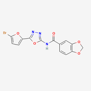 molecular formula C14H8BrN3O5 B2407411 N-(5-(5-bromofuran-2-yl)-1,3,4-oxadiazol-2-yl)benzo[d][1,3]dioxole-5-carboxamide CAS No. 1171440-17-7