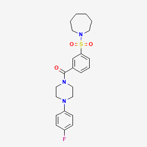 molecular formula C23H28FN3O3S B2407415 (3-(Azepan-1-ylsulfonyl)phenyl)(4-(4-fluorophenyl)piperazin-1-yl)methanone CAS No. 690246-74-3