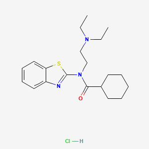 molecular formula C20H30ClN3OS B2407420 N-(benzo[d]thiazol-2-yl)-N-(2-(diethylamino)ethyl)cyclohexanecarboxamide hydrochloride CAS No. 1216685-62-9