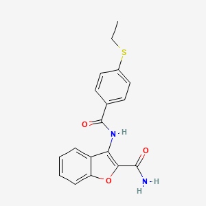 molecular formula C18H16N2O3S B2407426 3-(4-(エチルチオ)ベンザミド)ベンゾフラン-2-カルボキサミド CAS No. 886931-36-8