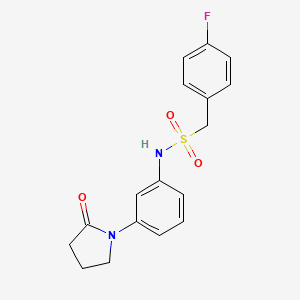 molecular formula C17H17FN2O3S B2407428 1-(4-fluorophenyl)-N-[3-(2-oxopyrrolidin-1-yl)phenyl]methanesulfonamide CAS No. 1207034-24-9