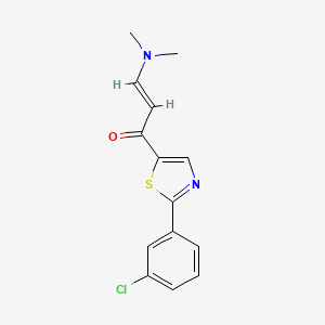 molecular formula C14H13ClN2OS B2407434 (E)-1-[2-(3-chlorophenyl)-1,3-thiazol-5-yl]-3-(dimethylamino)-2-propen-1-one CAS No. 672950-26-4