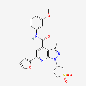 molecular formula C23H22N4O5S B2407437 1-(1,1-dioxidotetrahydrothiophen-3-yl)-6-(furan-2-yl)-N-(3-methoxyphenyl)-3-methyl-1H-pyrazolo[3,4-b]pyridine-4-carboxamide CAS No. 1105207-72-4