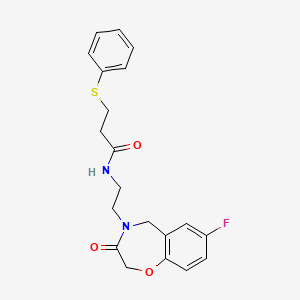N-(2-(7-fluoro-3-oxo-2,3-dihydrobenzo[f][1,4]oxazepin-4(5H)-yl)ethyl)-3-(phenylthio)propanamide