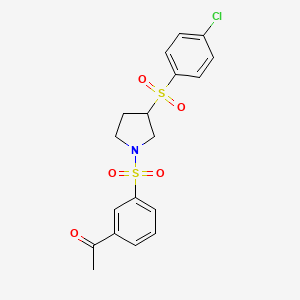 1-(3-((3-((4-Chlorophenyl)sulfonyl)pyrrolidin-1-yl)sulfonyl)phenyl)ethanone