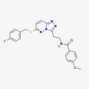 molecular formula C22H20FN5O2S B2407448 N-(2-(6-((4-fluorobenzyl)thio)-[1,2,4]triazolo[4,3-b]pyridazin-3-yl)ethyl)-4-methoxybenzamide CAS No. 872996-17-3