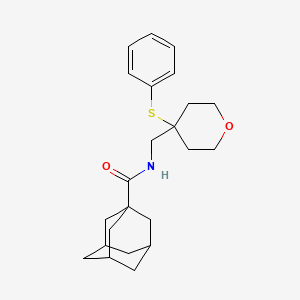 molecular formula C23H31NO2S B2407449 (3r,5r,7r)-N-((4-(苯硫基)四氢-2H-吡喃-4-基)甲基)金刚烷-1-甲酰胺 CAS No. 1798015-39-0