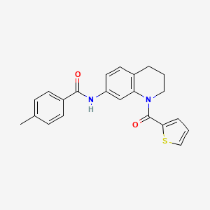 molecular formula C22H20N2O2S B2407454 4-methyl-N-[1-(thiophene-2-carbonyl)-3,4-dihydro-2H-quinolin-7-yl]benzamide CAS No. 946320-56-5