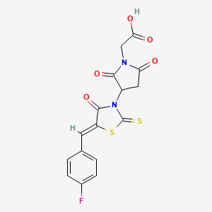 molecular formula C16H11FN2O5S2 B2407460 (Z)-2-(3-(5-(4-氟苄叉)-4-氧代-2-硫代噻唑烷-3-基)-2,5-二氧代吡咯烷-1-基)乙酸 CAS No. 500202-92-6