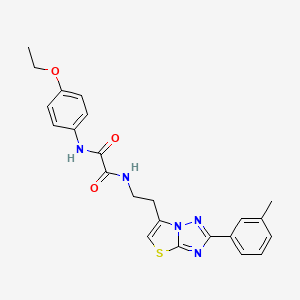 molecular formula C23H23N5O3S B2407461 N1-(4-エトキシフェニル)-N2-(2-(2-(m-トリル)チアゾロ[3,2-b][1,2,4]トリアゾール-6-イル)エチル)オキサラミド CAS No. 894040-82-5