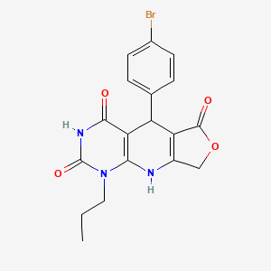 molecular formula C18H16BrN3O4 B2407466 8-(4-Bromophenyl)-13-propyl-5-oxa-2,11,13-triazatricyclo[7.4.0.0^{3,7}]trideca-1(9),3(7)-diene-6,10,12-trione CAS No. 872102-87-9