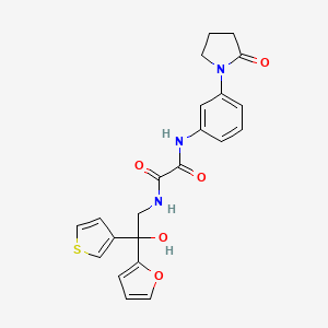 molecular formula C22H21N3O5S B2407475 N-[2-(呋喃-2-基)-2-羟基-2-(噻吩-3-基)乙基]-N'-[3-(2-氧代吡咯烷-1-基)苯基]乙二酰胺 CAS No. 2097891-26-2