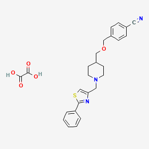 molecular formula C26H27N3O5S B2407480 4-(((1-((2-苯并噻唑-4-基)甲基)哌啶-4-基)甲氧基)甲基)苯甲腈草酸盐 CAS No. 1396879-77-8