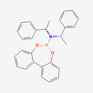 molecular formula C28H26NO2P B2407481 N,N-Bis((S)-1-phenylethyl)dibenzo[d,f][1,3,2]dioxaphosphepin-6-amine CAS No. 376355-58-7