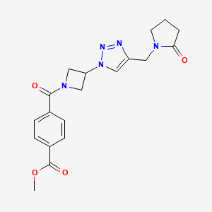 methyl 4-(3-(4-((2-oxopyrrolidin-1-yl)methyl)-1H-1,2,3-triazol-1-yl)azetidine-1-carbonyl)benzoate