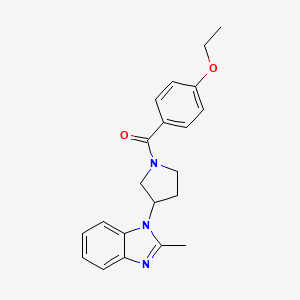 molecular formula C21H23N3O2 B2407486 (4-ethoxyphenyl)(3-(2-methyl-1H-benzo[d]imidazol-1-yl)pyrrolidin-1-yl)methanone CAS No. 2034384-52-4