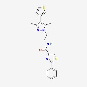 N-(2-(3,5-dimethyl-4-(thiophen-3-yl)-1H-pyrazol-1-yl)ethyl)-2-phenylthiazole-4-carboxamide