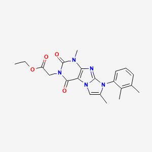 molecular formula C21H23N5O4 B2407490 Ethyl 2-[6-(2,3-dimethylphenyl)-4,7-dimethyl-1,3-dioxopurino[7,8-a]imidazol-2-yl]acetate CAS No. 878726-85-3