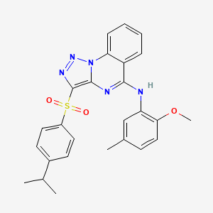 molecular formula C26H25N5O3S B2407493 N-(2-methoxy-5-methylphenyl)-3-{[4-(propan-2-yl)phenyl]sulfonyl}[1,2,3]triazolo[1,5-a]quinazolin-5-amine CAS No. 899761-07-0