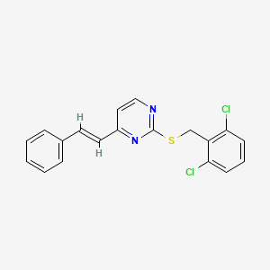 molecular formula C19H14Cl2N2S B2407503 2-((2,6-Dichlorobenzyl)sulfanyl)-4-styrylpyrimidine CAS No. 338407-62-8