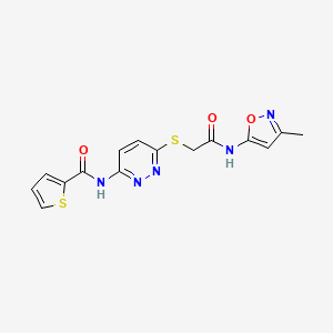 molecular formula C15H13N5O3S2 B2407507 N-(6-((2-((3-methylisoxazol-5-yl)amino)-2-oxoethyl)thio)pyridazin-3-yl)thiophene-2-carboxamide CAS No. 1021107-66-3