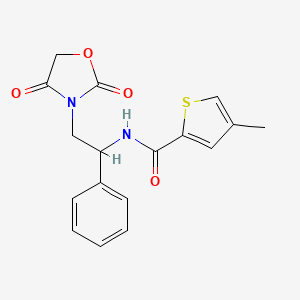 molecular formula C17H16N2O4S B2407520 N-(2-(2,4-dioxooxazolidin-3-yl)-1-phenylethyl)-4-methylthiophene-2-carboxamide CAS No. 2034403-63-7