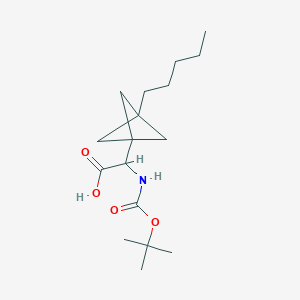 molecular formula C17H29NO4 B2407529 2-[(2-Methylpropan-2-yl)oxycarbonylamino]-2-(3-pentyl-1-bicyclo[1.1.1]pentanyl)acetic acid CAS No. 2287268-91-9