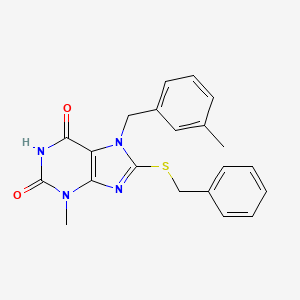 8-(benzylthio)-3-methyl-7-(3-methylbenzyl)-1H-purine-2,6(3H,7H)-dione